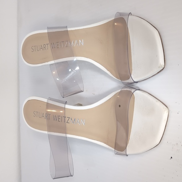 Stuart Weitzman Clear and White Slip On Heels Size 9 - Picture 3 of 13